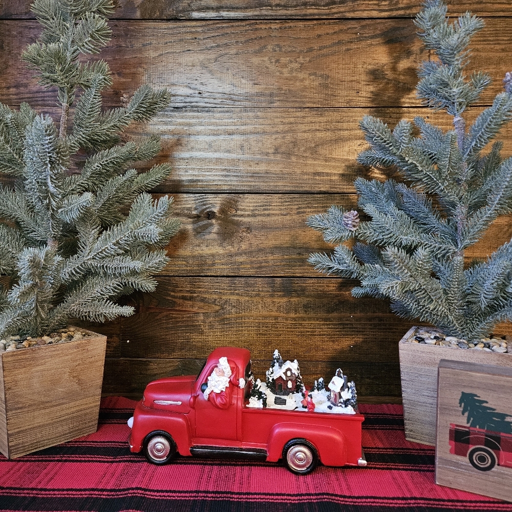 Christmas Red Truck with Santa